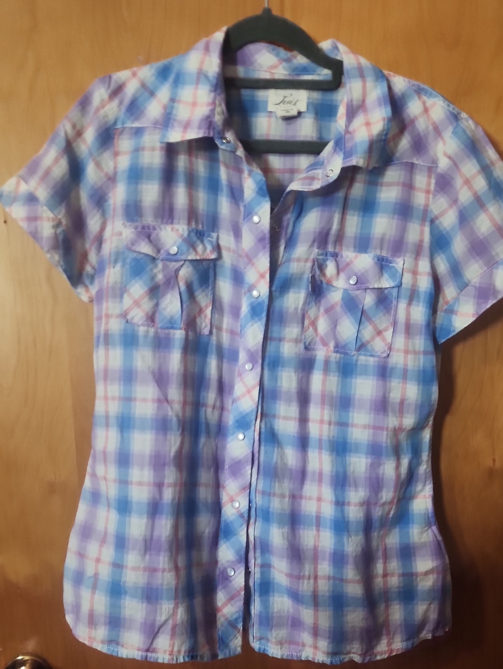 Levi's Purple & Blue Plaid Short-Sleeve Button-Down Shirt